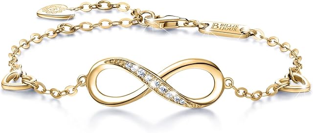 Infinity Bracelet for Womens Billie Bijoux 925 sterling Silver Infinity Endless Love Symbol Charm Adjustable Bracelet Christmas Day Gift (1-silver)