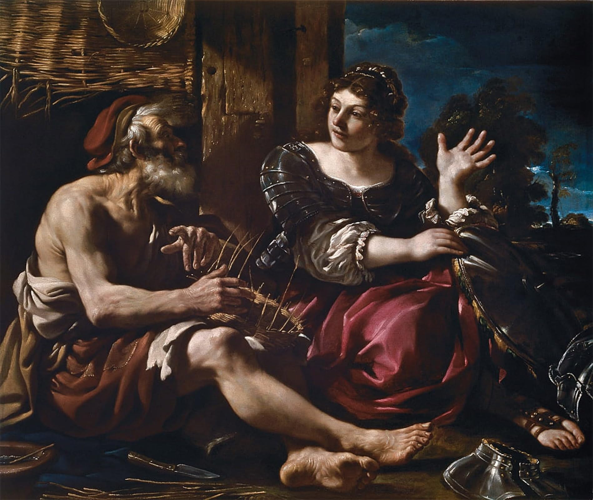 ARTXLXXBN Famous Painting Canvas Artwork Graffiti Print Erminia and the Shepherda by Guercino Portrait Canvas Image for Home Decor 60x90cm