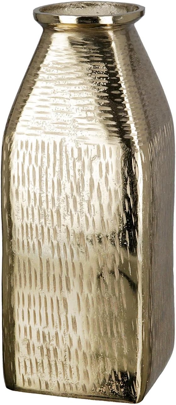GILDE Lola Aluminium Vase - Gold - Waterproof - Coarse Surface - Height 38 cm x Width 13 cm