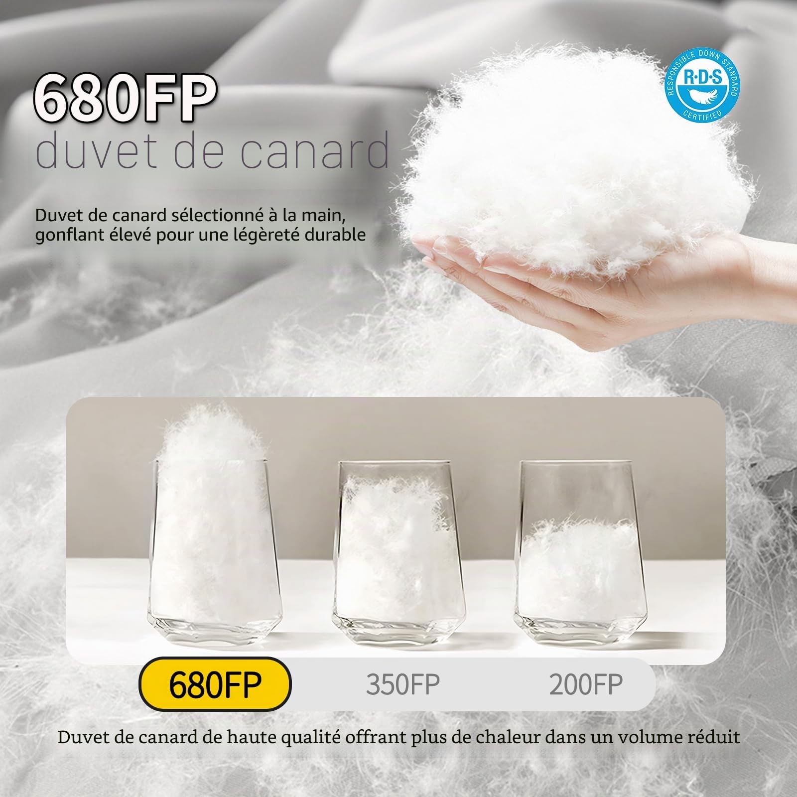 Sac de Couchage en Duvet BUERTS pour Adultes par Temps Froid. Compact et Facile à Transporter. 680 FP. Sac de Couchage de randonnée idéal pour Le Camping, la randonnée et l'alpinisme.
