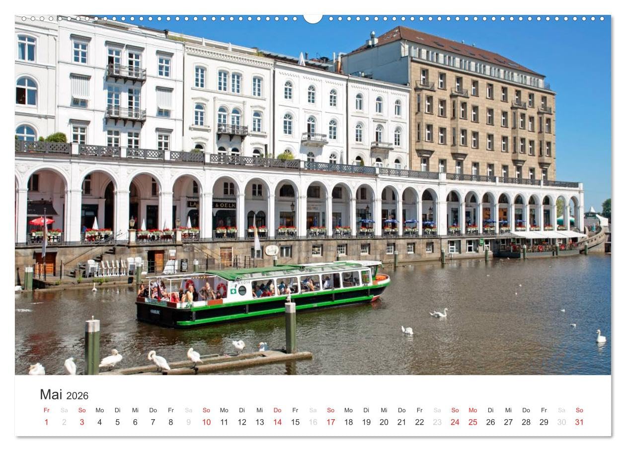 Hamburg (hochwertiger Premium Wandkalender 2026 DIN A2 quer), Kunstdruck in Hochglanz: Der Kalender zeigt Highlights der Hamburger City mit Hafen, ... Hamburger Dom und Alster. (CALVENDO Orte)