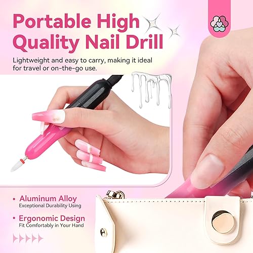 Miniatura 36 de SAVILAND Taladro de uñas eléctrico: lima de uñas eléctrica 2025 Rose Efile Nail Drill Professional Manicura con 6 brocas de uñas portátil y uso