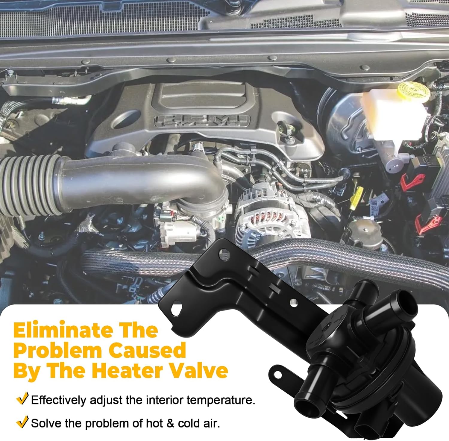 3 Way Coolant Heater Control Valve Compatible with Dodge Ram 1500 2500 3500 4500 2013 2014 2015 2016 2017 2018 Replace# 52014892AC 52014892AB 52014892AA