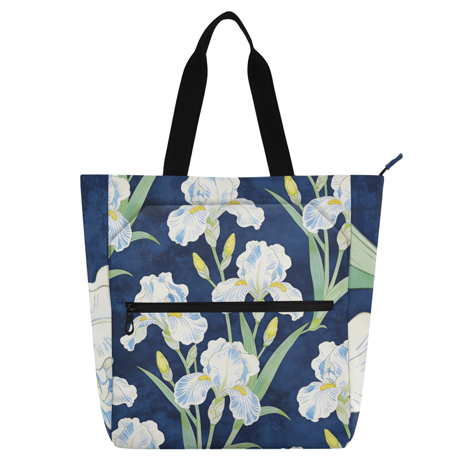 Bolsa de mano de William Morris con elegante diseño de flores de iris blanco 8