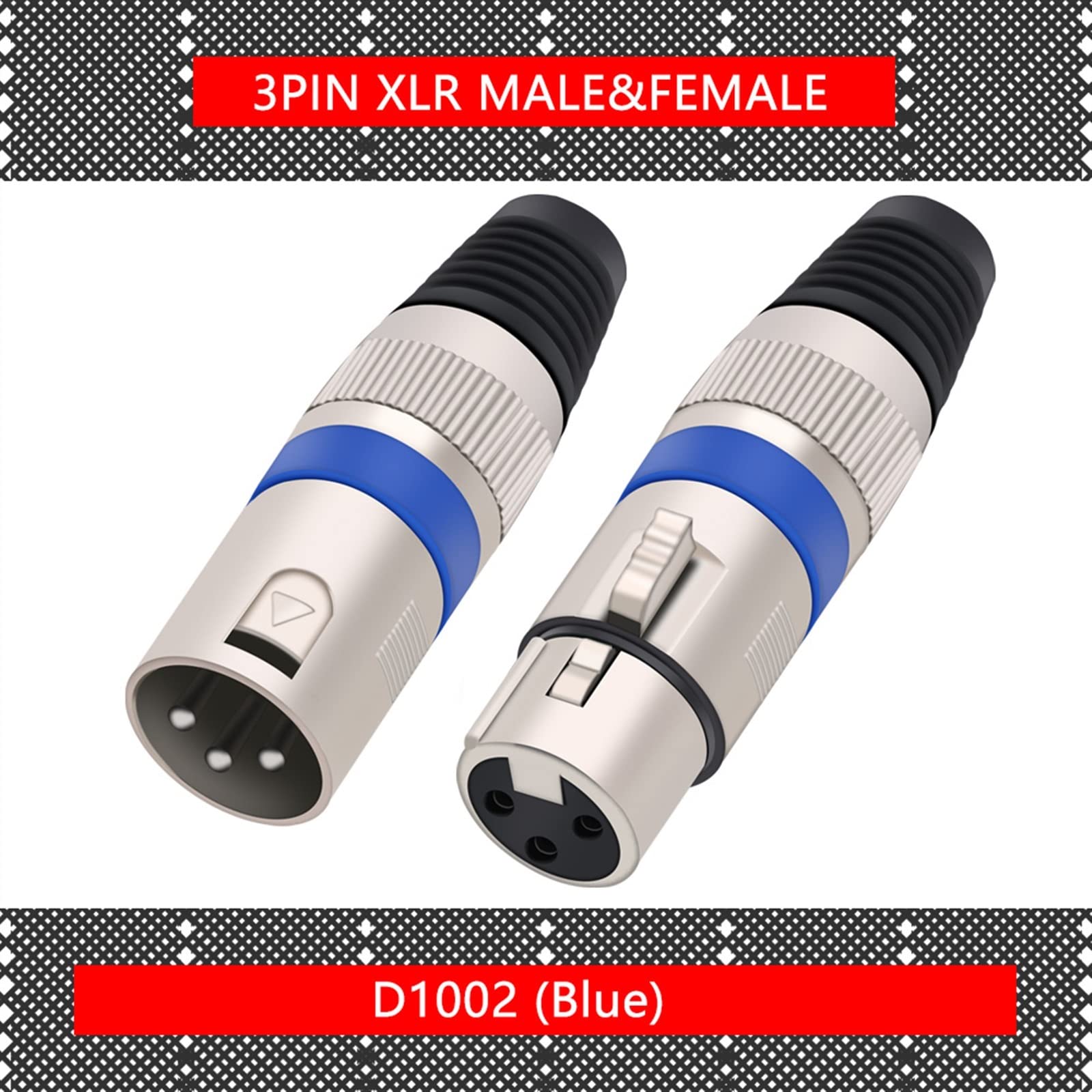 Connecteurs XLR 3 broches mâle femelle 3 pôles XLR prise Jack prise Microphone micro câble Terminal fil connecteur 10 pièces (Color : 10xM 10xF-Blue)