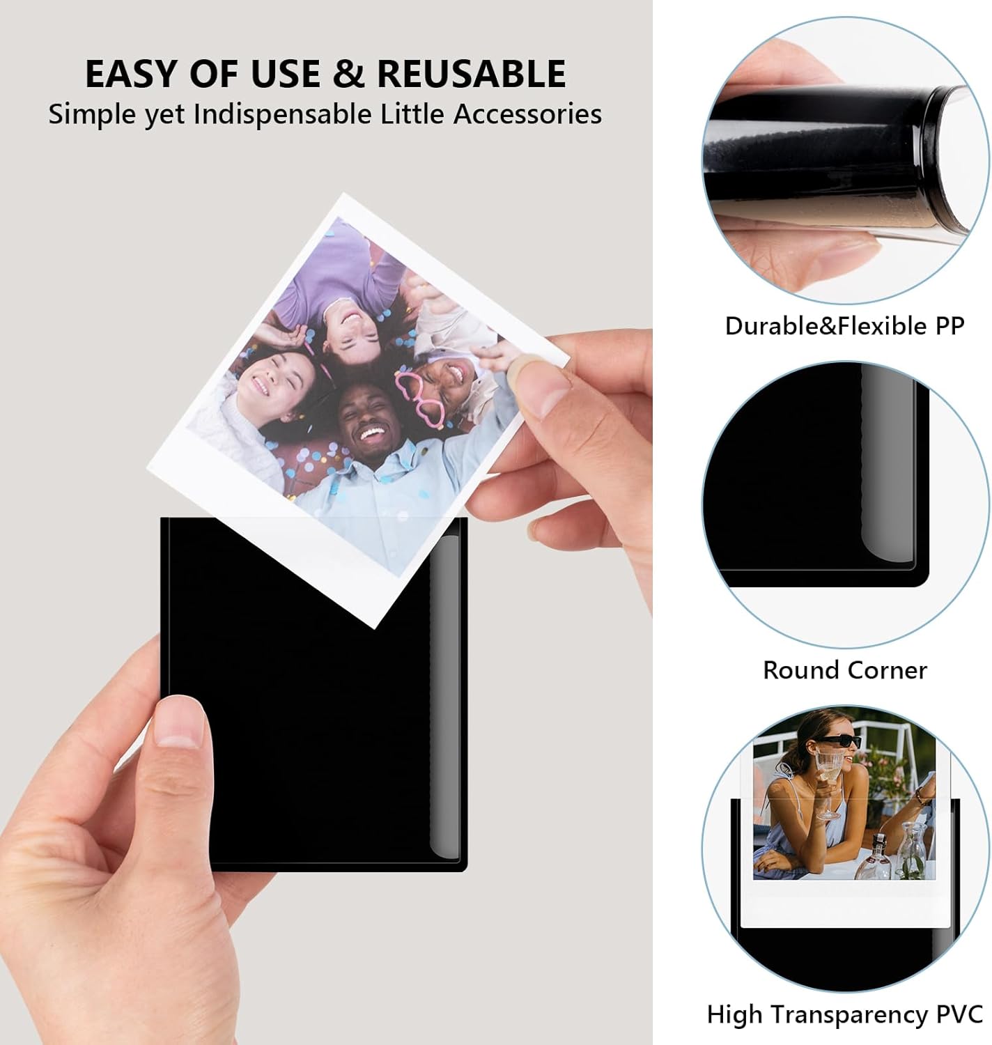 25 Pack Fridge Magnet Frame for Instax Square SQ1/SQ6/SQ10/SQ20/SQ40 Instant Camera Film, 3.38x2.83” Picture Magnetic Frame for Fuji Instax Square Film - Photo Frame Display Fits - Black