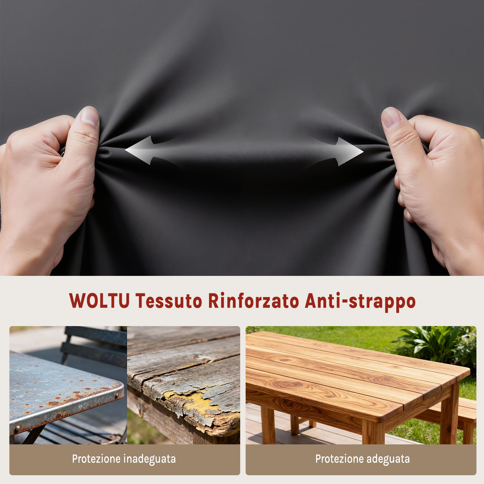 WOLTU Copertura Protettiva per Sedie, Sdraio da Esterno in Tessuto Oxford 600D, Copertura per Mobili da Giardino 218x77x55 cm Telo Anti-UV idrorepellente Resistente allo Strappo