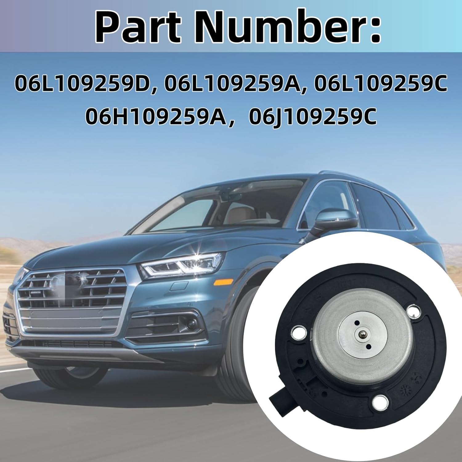 Engine Camshaft Adjuster Magnet & VVT Solenoid for VW Audi 2.0L 1.8L - Fits A3 A4 A5 A6 Q3 Q5 Q7 TT S3 Jetta Beetle Golf Passat Tiguan | Replaces 06L109259A 06L109259D | Variable Valve Timing Actuator