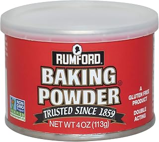 Rumford Double Acting Baking Powder 4 oz - Non-GMO, Aluminum-Free, Gluten-Free Reliable Rise