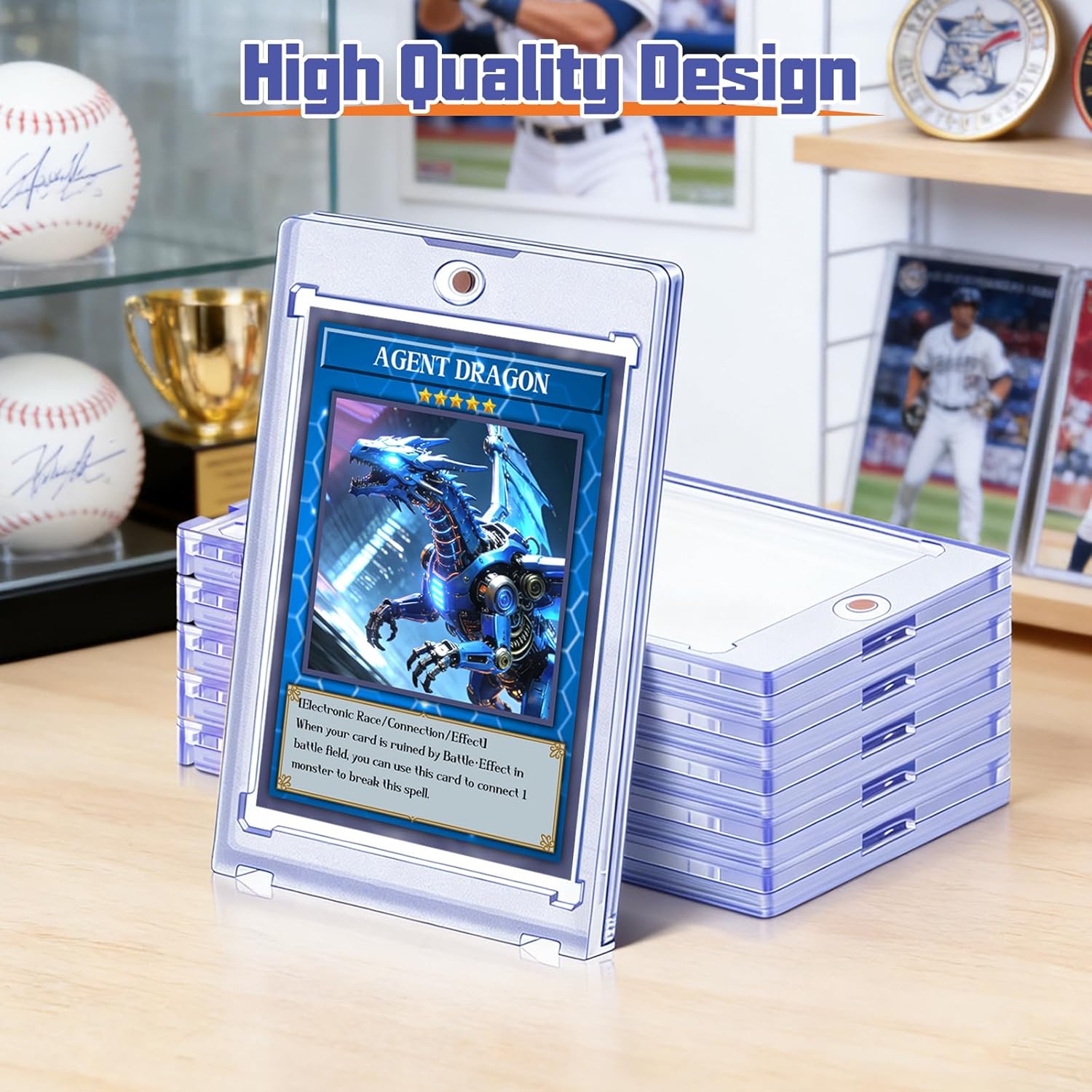 50ct Magnetic Card Holders for Trading Cards, 35pt Acrylic Card Protectors Baseball Card Display Case Fit for Sports Cards, MTG Cards,Standard Cards