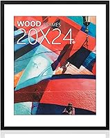 Vista 24 de Marco para póster A2, 16.5 x 23.4 pulgadas, madera maciza natural, marcos para cuadros negros con plexiglás pulido, fácil de colgar, mostrar imagen