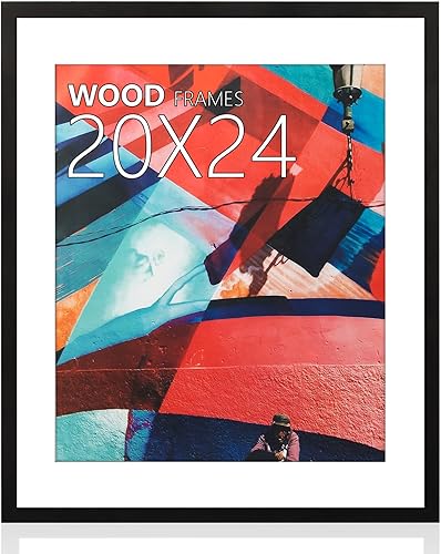 Miniatura 24 de Marco para póster A2, 16.5 x 23.4 pulgadas, madera maciza natural, marcos para cuadros negros con plexiglás pulido, fácil de colgar, mostrar imagen