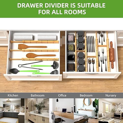 Miniatura 7 de ANTOWIN Paquete de 4 separadores de cajones expandibles, 2.2 pulgadas de alto, se extienden de 17 a 22 pulgadas, organizadores de cajones de