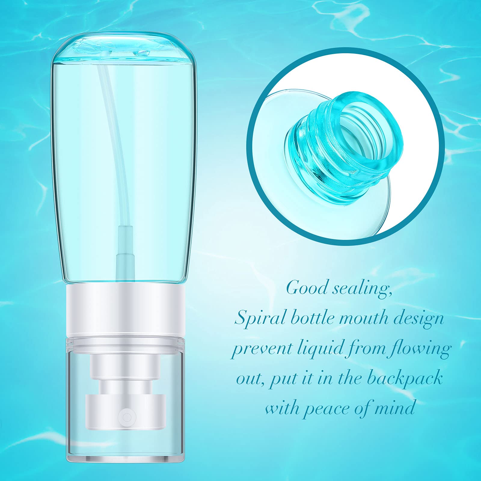 6x Leere Sprühflaschen Reisegröße 60 Ml – Feiner Nebel Für Parfüm, Hautpflege & ätherische Öle | Mit Kordelzug-Beutel (blau, Rosa, Transparent)