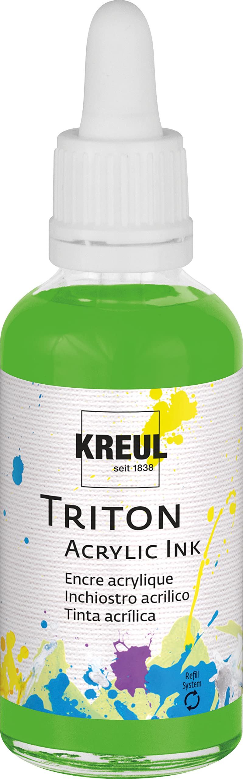 Kreul 17426-Triton Acrylic Ink, Citron, 50 Ml Verre Avec Pipette