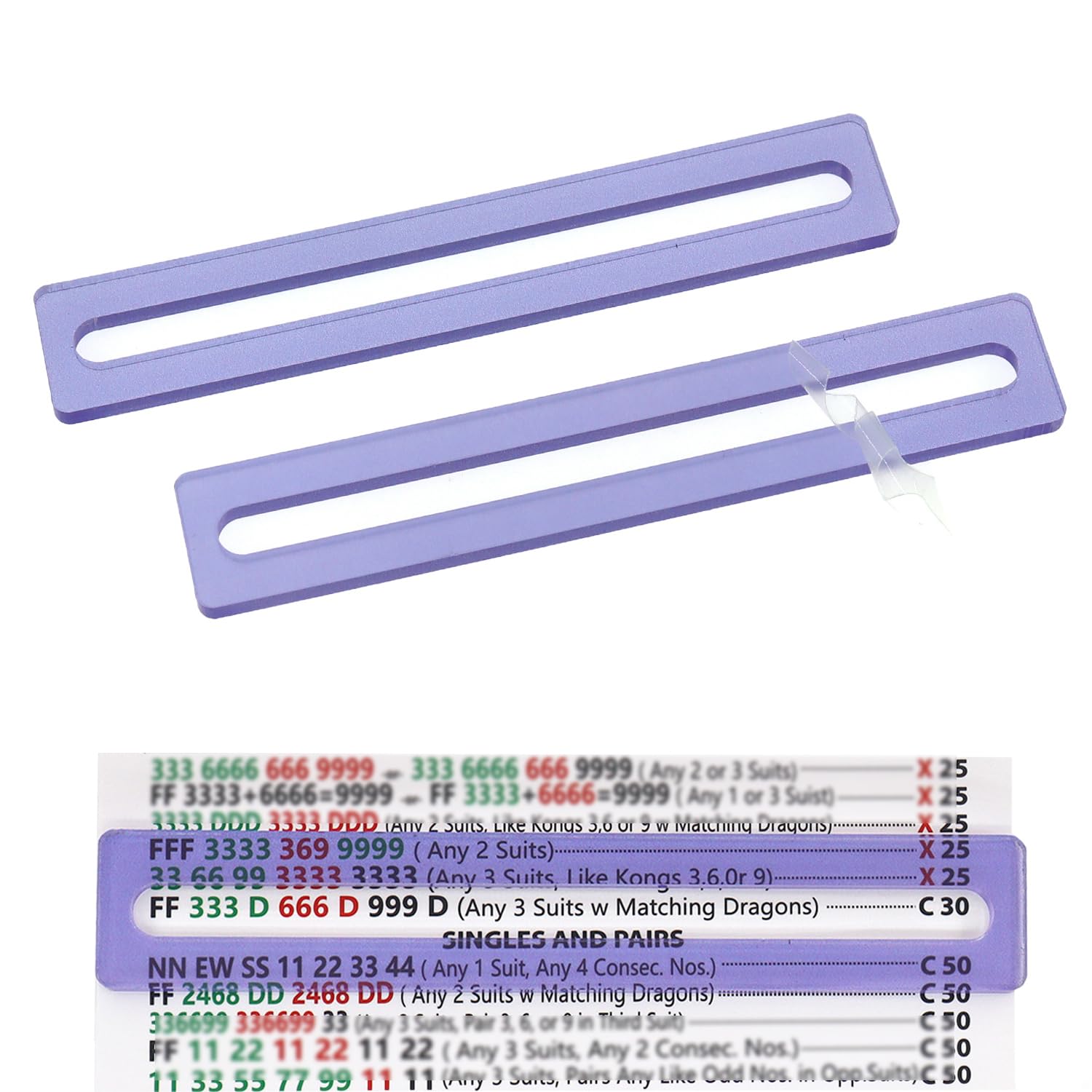 Loupe Grossissante Mahjong 2 Pièces – Règle Ligne Acrylique – Accessoire Joueur Senior Et Débutant