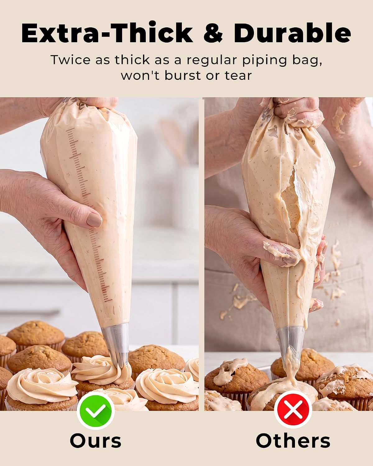 Bake Choice 18 Inch Piping Bags, 100PCS Thickened Disposable Pastry Bags