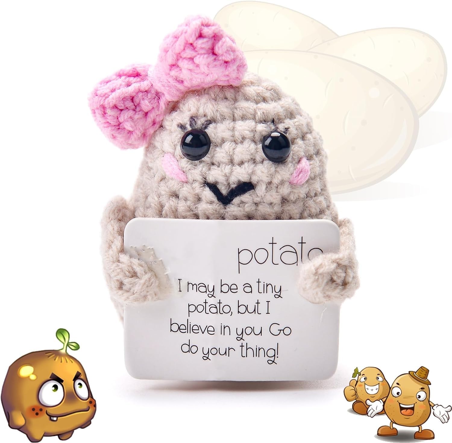 YizemayPositive Funny Potato, Valentines I Love You Gifts for Her Him, Positive Gifts for Her Him, Pocket Hug Worry Doll, Weird Good Luck Cute Romantic Gifts for Women Friends