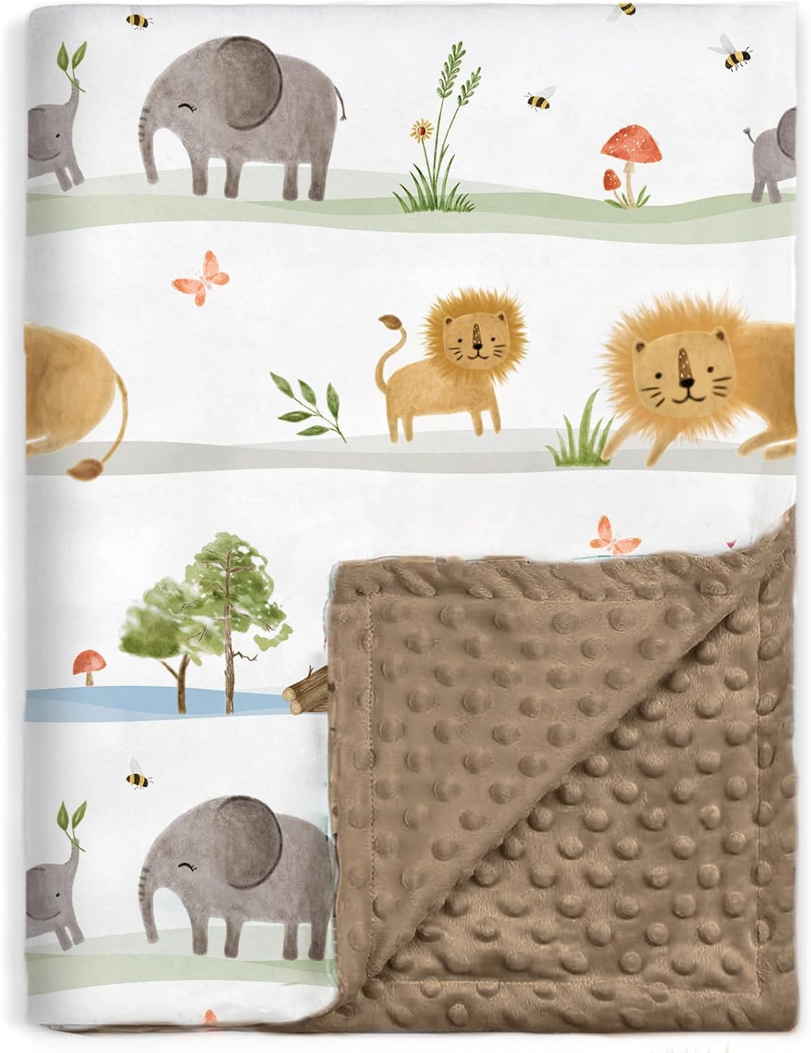 BORITAR Baby Blanket for Boys Girls, Soft Plush Minky Fabric with Double Layer Dotted Backing, Lovely Woodland Animal Pattern for Infant Toddler Newborn, 30 x 40 Inch