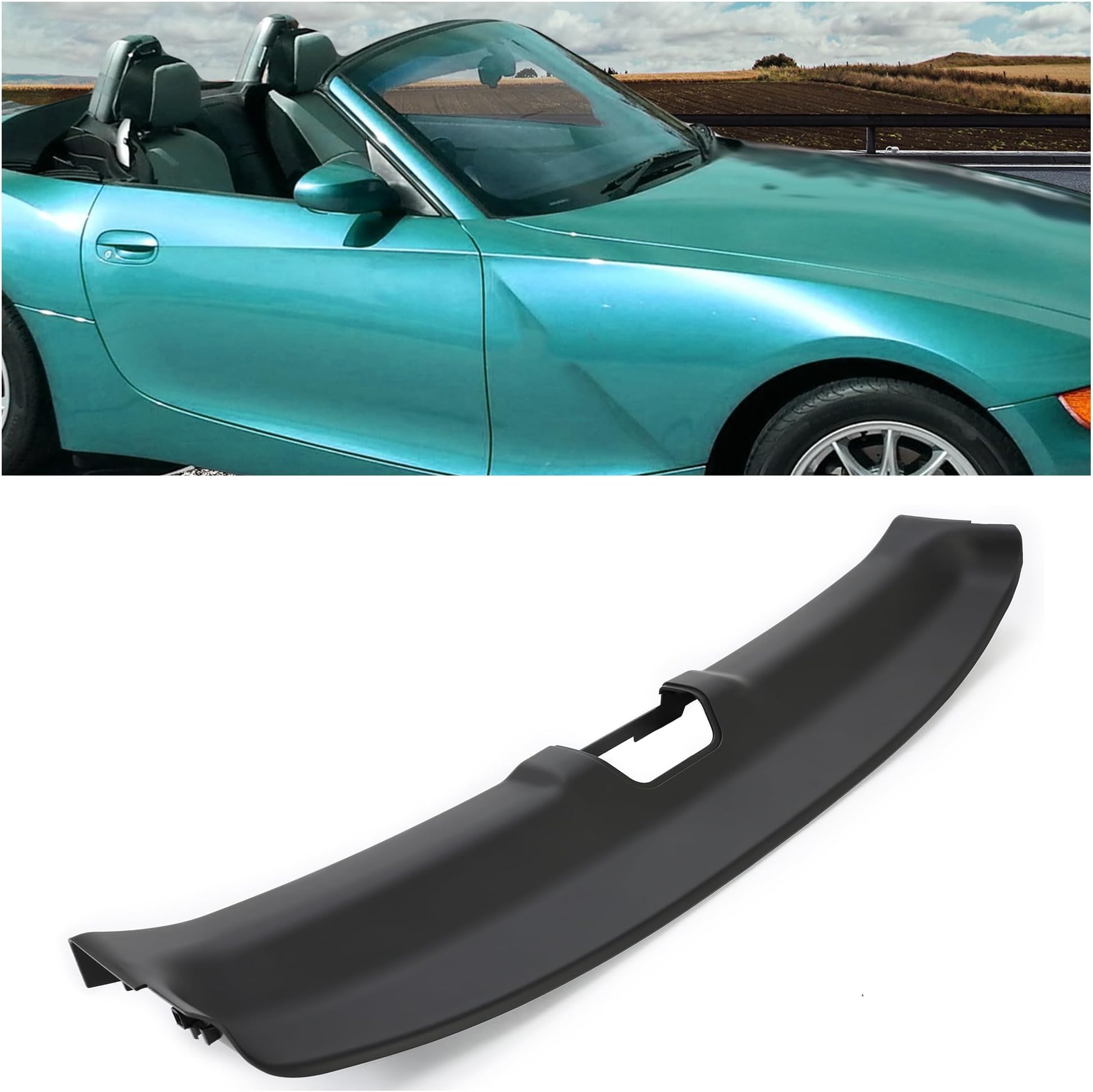 Windshield Frame Cover Compatible with 2003-2008 BMW Z4 Roadster E85 Replacement for 54317056282 7056282 Front Windshield Hood Panel Cover Primer Black