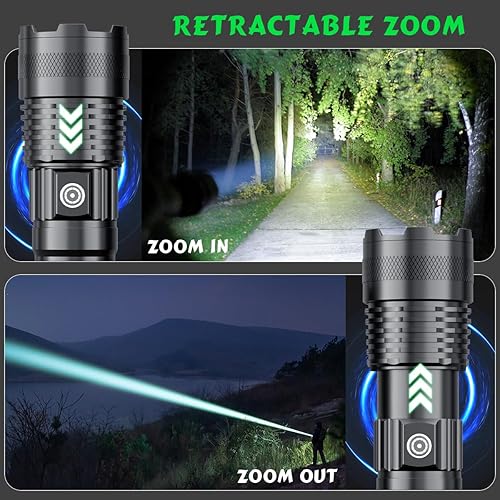 Miniatura 3 de Paquete de 2 linternas recargables, linterna LED súper brillante de alto lúmenes, 4 modos con función de atenuación continua, luz de flash de mano