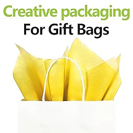 Bobobag 100 Sheets 20X14 Gift Wrapping Tissue Paper Bulk for Gift Bags,Weddings Birthday Showers Arts Craft Party Favor Decoration (Yellow)