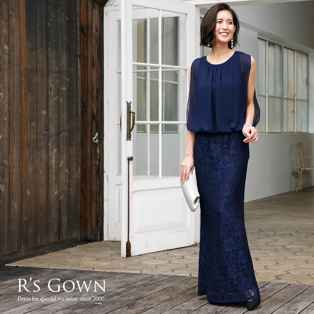 アールズガウン マザードレス Mサイズ ネイビー Amazon | [アールズガウン] ロングドレス 結婚式 母親 親族