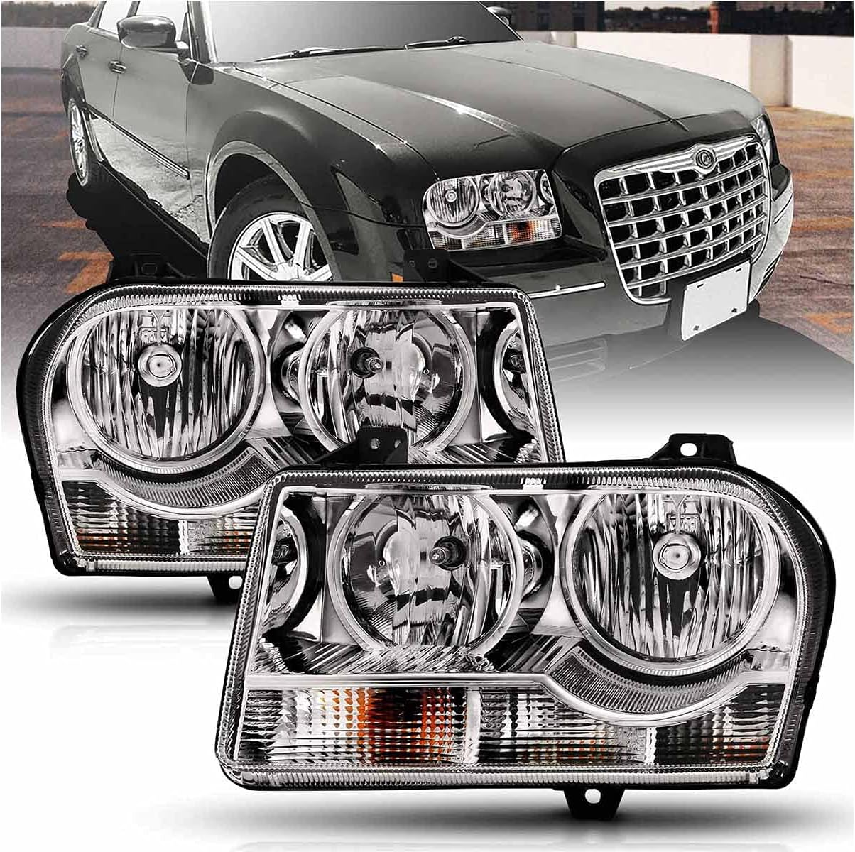 Chrysler 300 (2.7L/3.5L) Replacement Headlight Assembly (Halogen) - 1-Pair