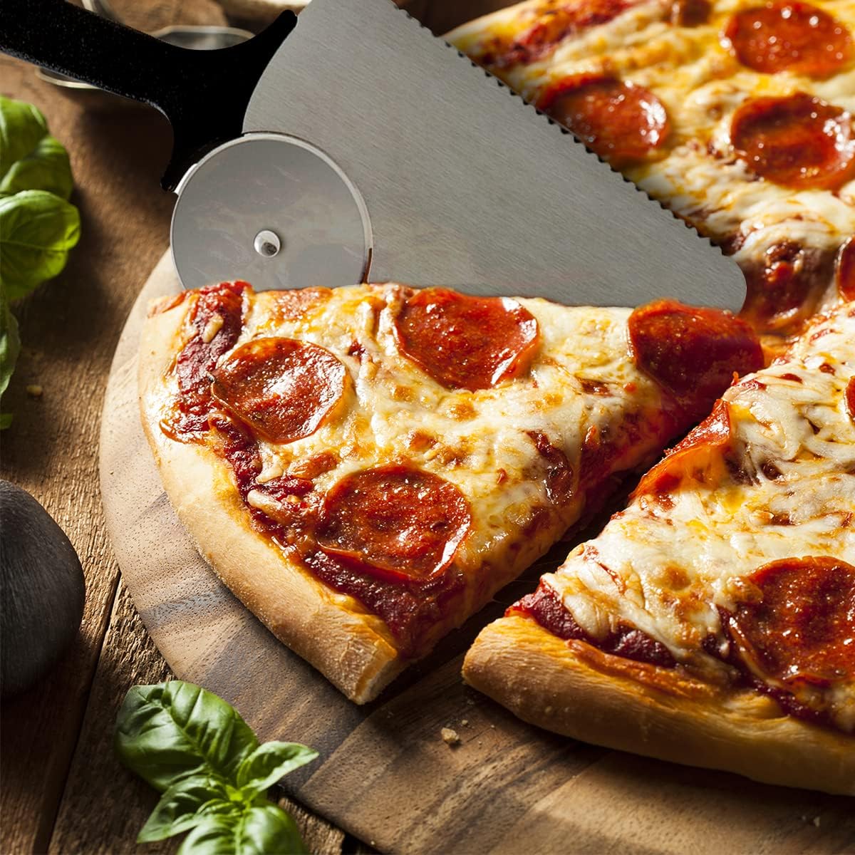 Nuwave 2 Kit Buccia per Pizza in Acciaio Inox e Doppio tagliapizza, Inossidabile