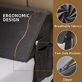 Bedluxe Queen Bed Wedge Pillow for Headboard, Wedge Pillow Headboard, Pillow Wedge for Headboard Gap, Bed Gap Filler - Fill The Gap (0-7) Between Headboard and Mattress (Short Plush, 60x10x6)