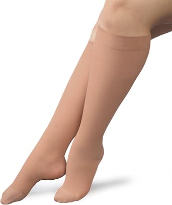 THERAFIRM Full Calf Knee High Stockings - 20-30mmHg Moderate Compression Support Nylons