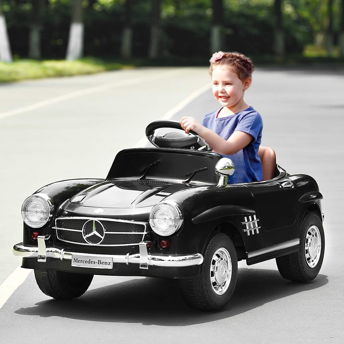 Costzon Ride On Car, Licensed Mercedes Benz 300SL, 6V Battery Powered Kids Vehicle with Parent Remote Control, Safety Belt, Lights, Music, MP3, Volume Control, Electric Vehicle for Boys & Girls, Black : Toys & Games