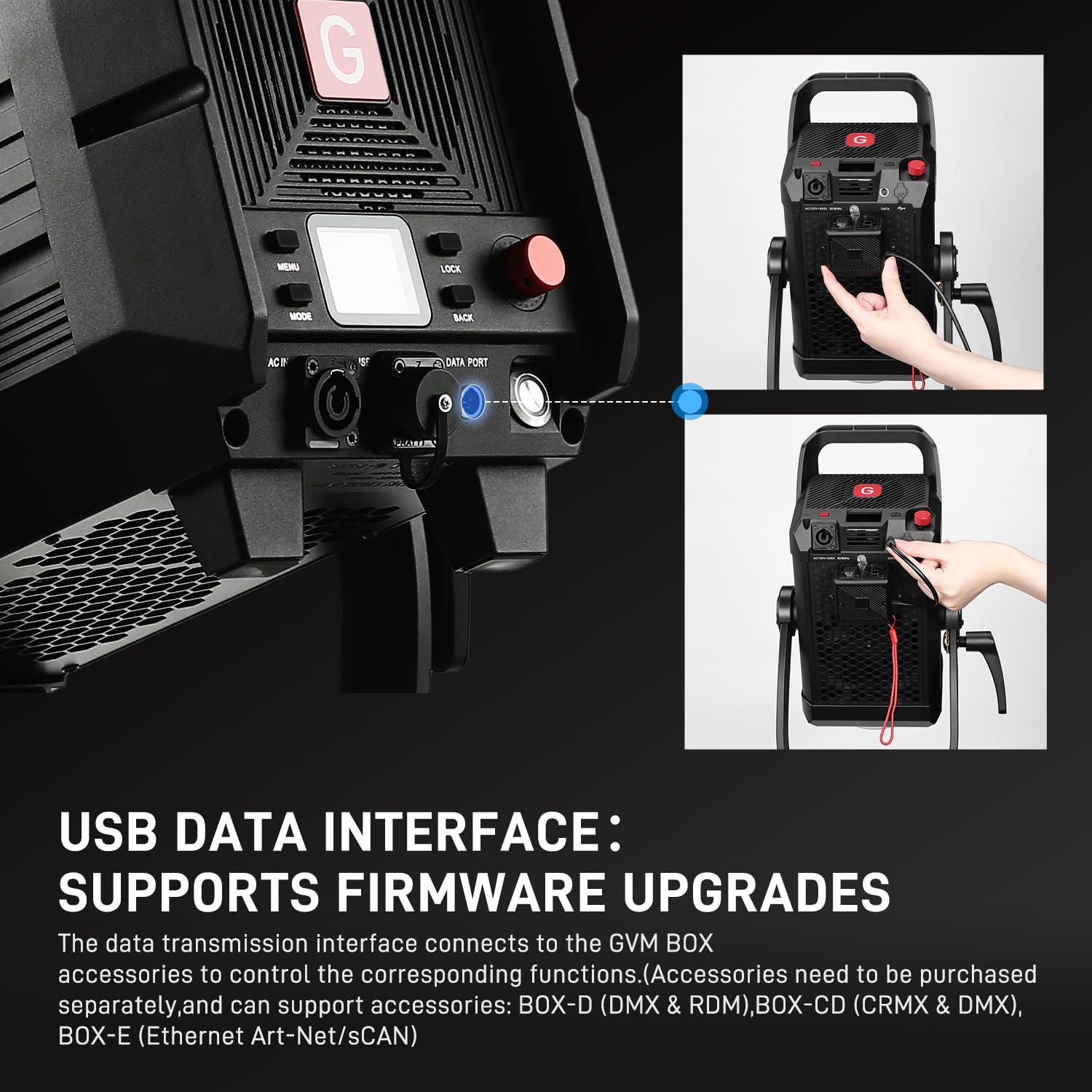 GVM - Luce video a LED da 1200 W, kit di illuminazione per film AIO 1200B, kit di illuminazione fotografica 42800lux/3 m con controllo DMX, illuminazione video in uscita continua per produzioni TV