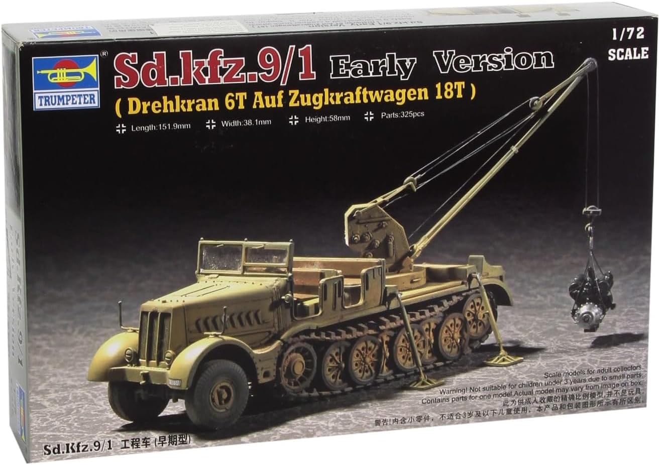 Trumpeter 1/72 WWII German FAMO SdKfz 9/1 Heavy Halftrack Prime Mover with 6-Ton Bilstein Crane (Early)