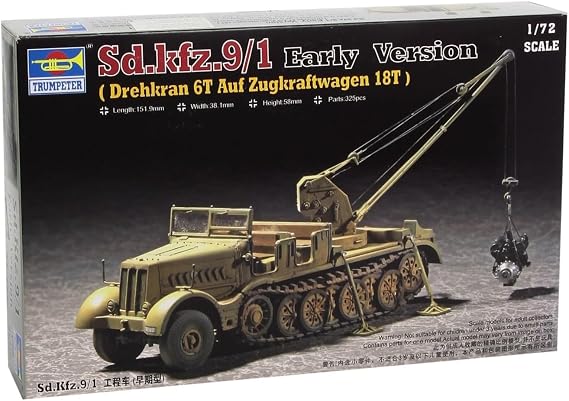 Trumpeter 1/72 WWII German FAMO SdKfz 9/1 Heavy Halftrack Prime Mover with 6-Ton Bilstein Crane (Early)