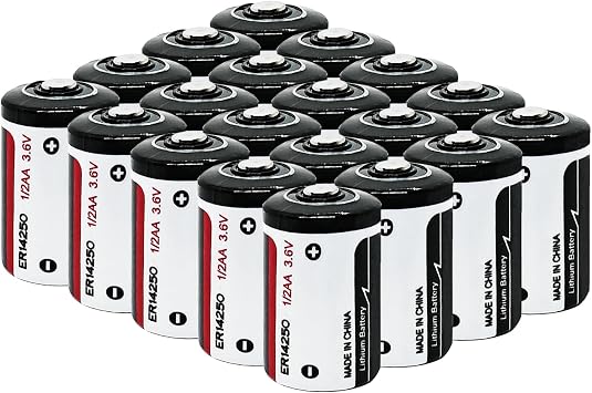 20 Pack ER14250 1/2AA 3.6V Lithium Battery 1200mAh for Dog Collars, Baby Movement Monitor and MoreNon-Rechargeable