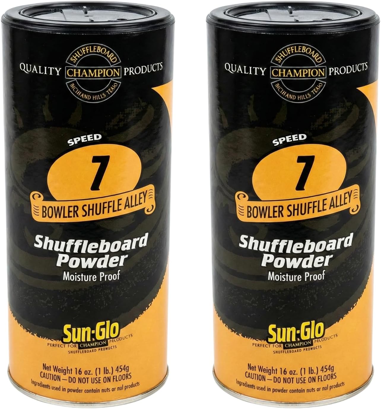 Sun-Glo Speed 7 (Shuffle Alley) Shuffleboard Powder – The Slowest Sand Rating for 9-Foot Tables & Arcade Games – 16 oz Shaker Can (2-Pack)