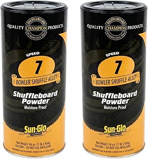 Sun-Glo Speed 7 (Shuffle Alley) Shuffleboard Powder – The Slowest Sand Rating for 9-Foot Tables & Arcade Games – 16 oz Shaker Can (2-Pack)