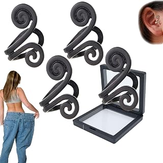 Pesine Zunis Acupressure Slimming Earrings, Acupressure Slimming Earrings, Non Piercing Acupressure Slimming Earrings, Ear Clips for Women Stress Relief Earrings (Black,2 PCS)