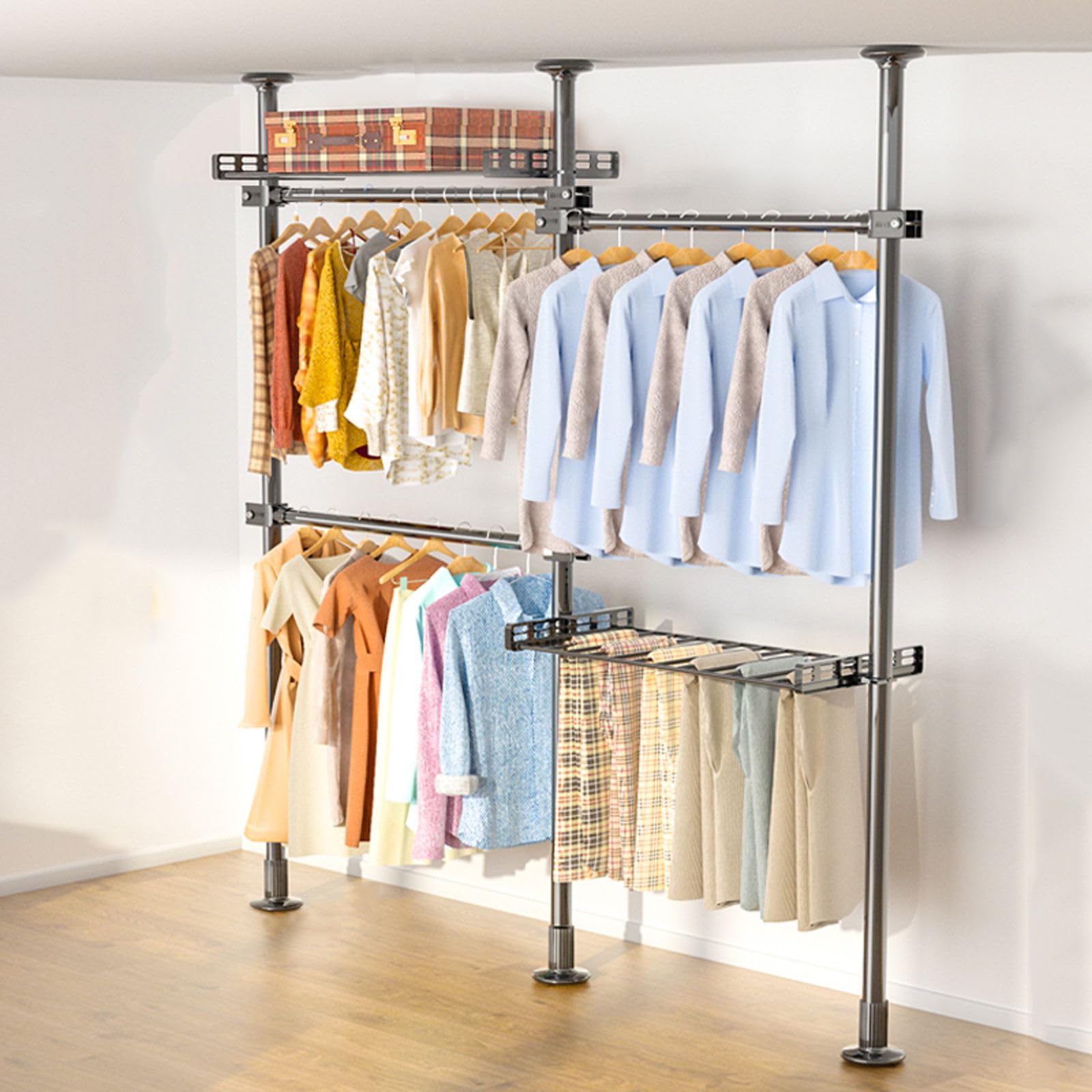 Vêtements polyvalents pour salon et penderie télescopique à hauteur réglable