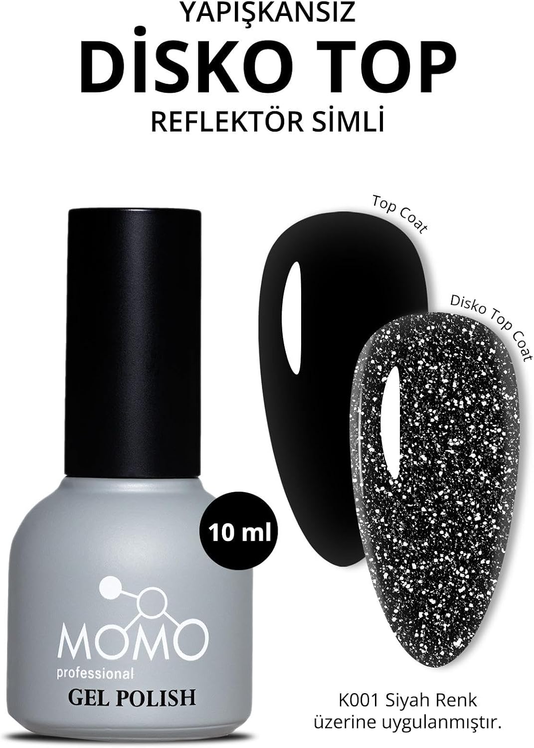 MOMO professional Kalıcı Oje İçin Disko Efekt Top Coat 10 ml