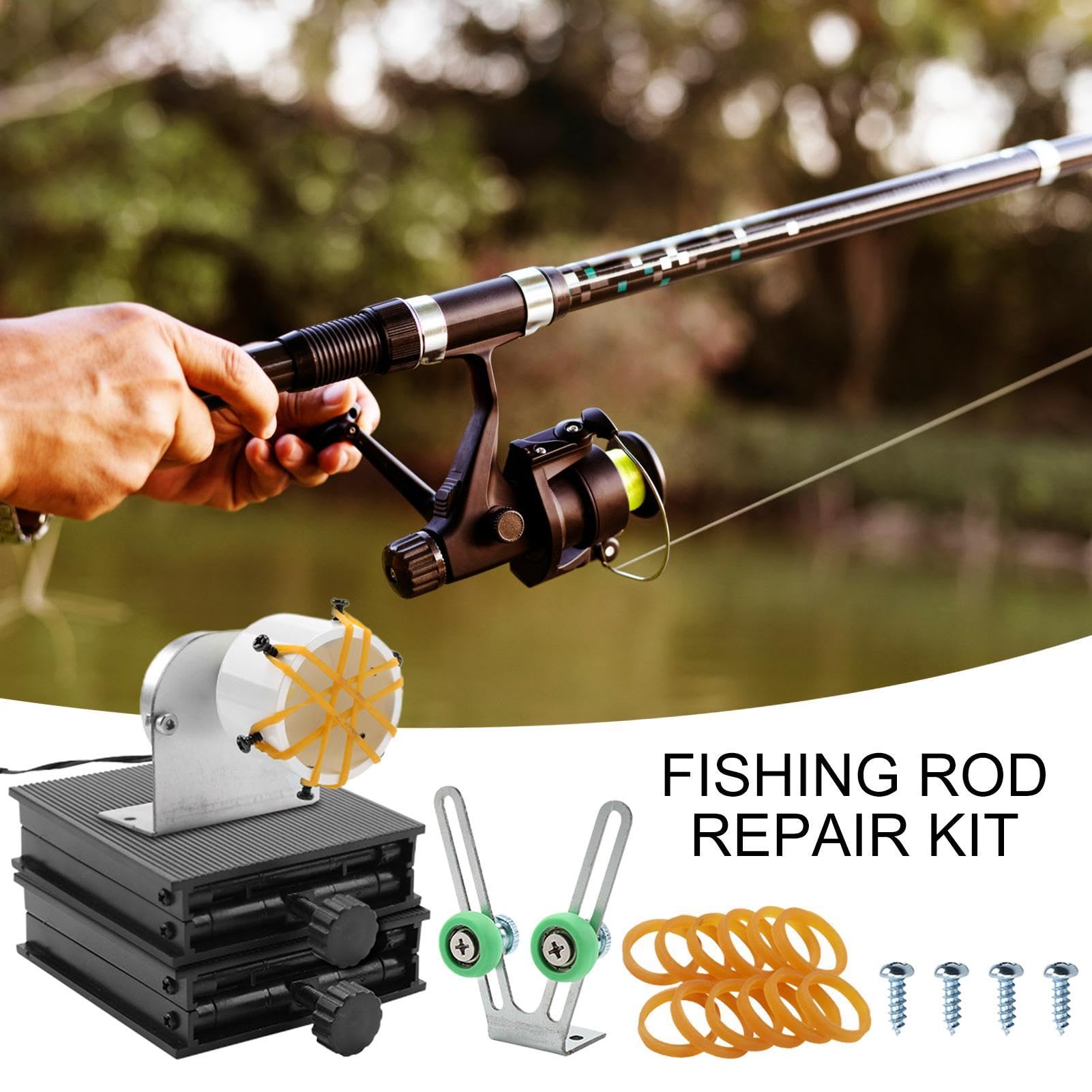 Kit di riparazione per canna da pesca,Kit di riparazione per canna da pesca - Macchina avvolgitrice professionale per canne da pesca per essiccazione epossidica - Kit efficiente per la costruzione di