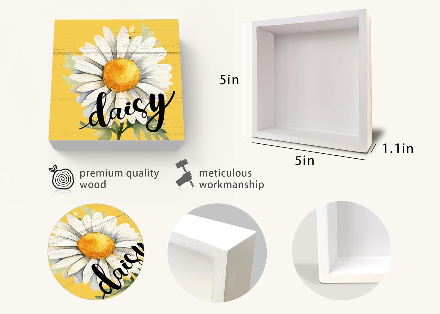 Sunshine Summer baby Yellow RoomDecor Desk Office Home Box 5x5inch image 4