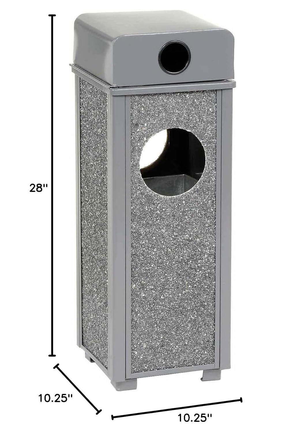 Global Industrial Stone Panel Trash Weather Urn, 10-1/4" Square X 28" H, Gray