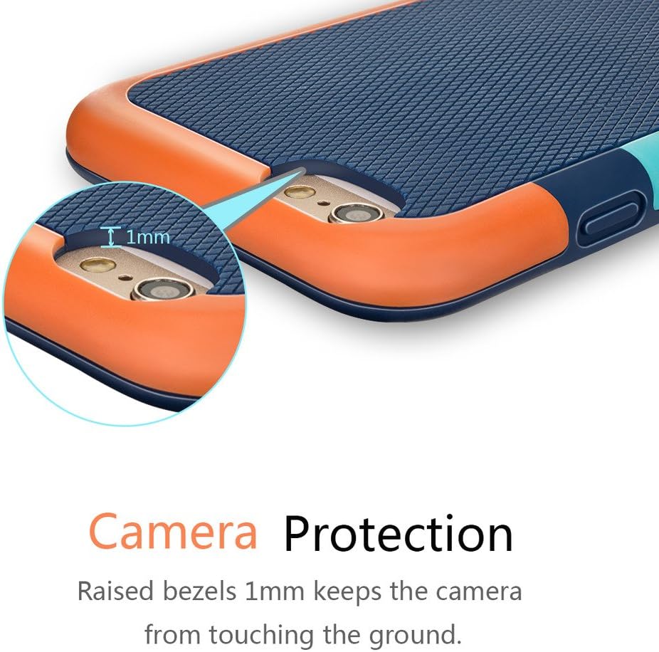 TILL iPhone 6S Plus Case, (TM) iPhone 6 Plus/6S Plus 5.5 INCH Case Best Impact Shockproof Defender Ultra Hybrid Dual Slim Cover Soft TPU w/Bumper Sheild (Blue/Orange/Turquoise)