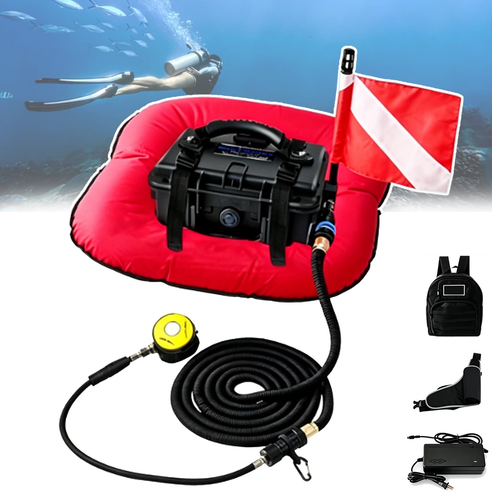 Système d'alimentation en air sous-Marin Portable, 52L/Min, autonomie de 60 à 70min,Conception étanche, for la plongée récréative, la Chasse sous-Marine et Le Snorkeling, etc.