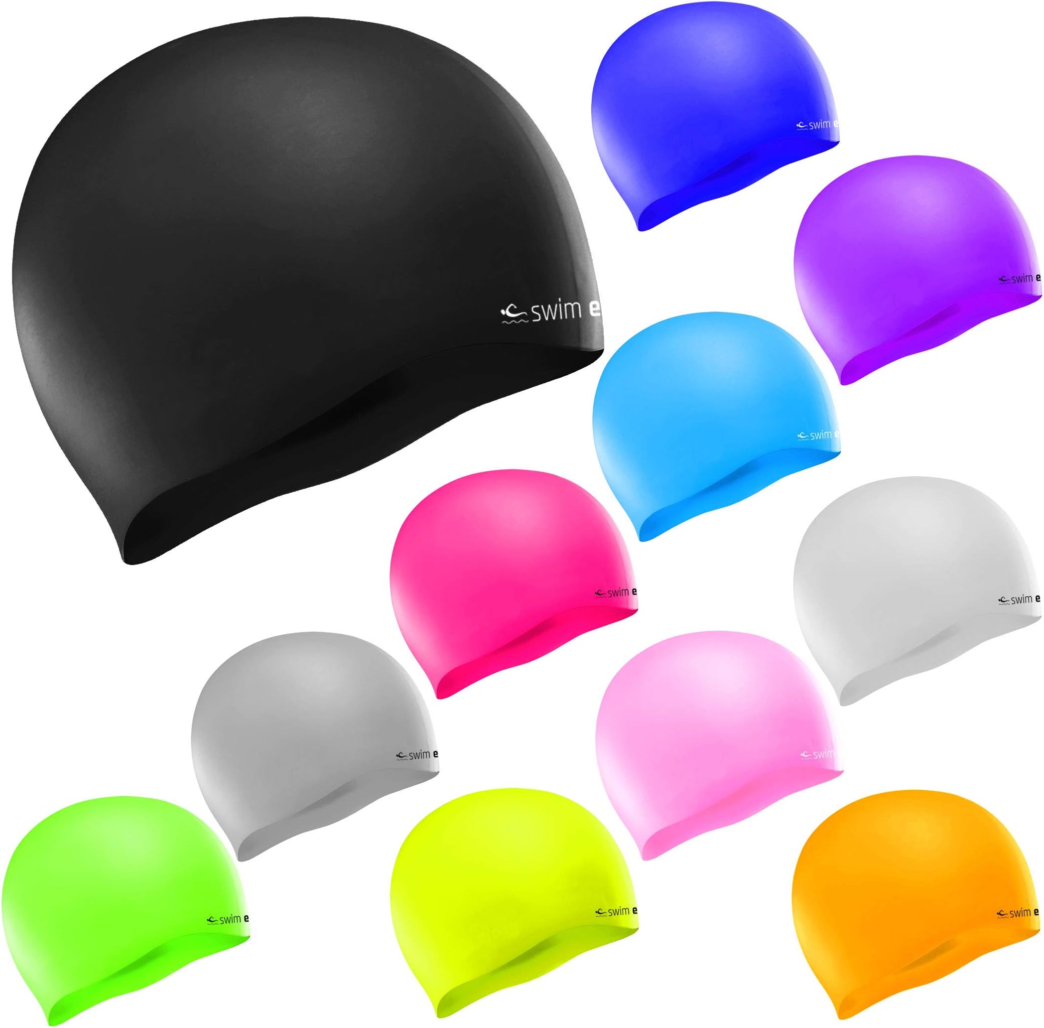 SWIM ELITE Silicone Swimming Cap Anti-Slip Waterproof Bathing Cap for Men, Women, Children