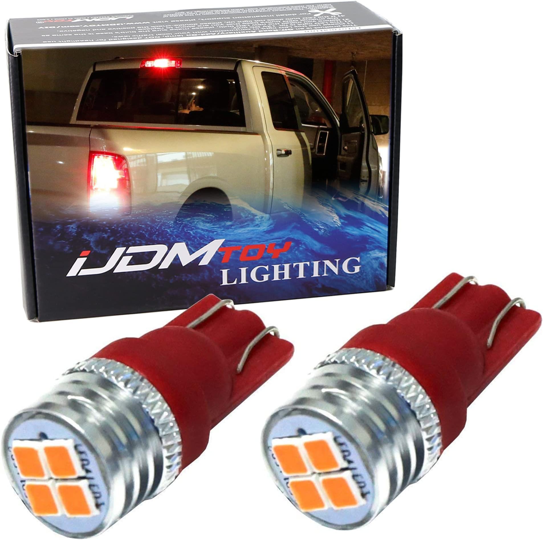 Brilliant Red 4-SMD High Power Super Bright Replacement Bulbs Compatible With Truck Bed/Cargo High Mount Third Brake Light