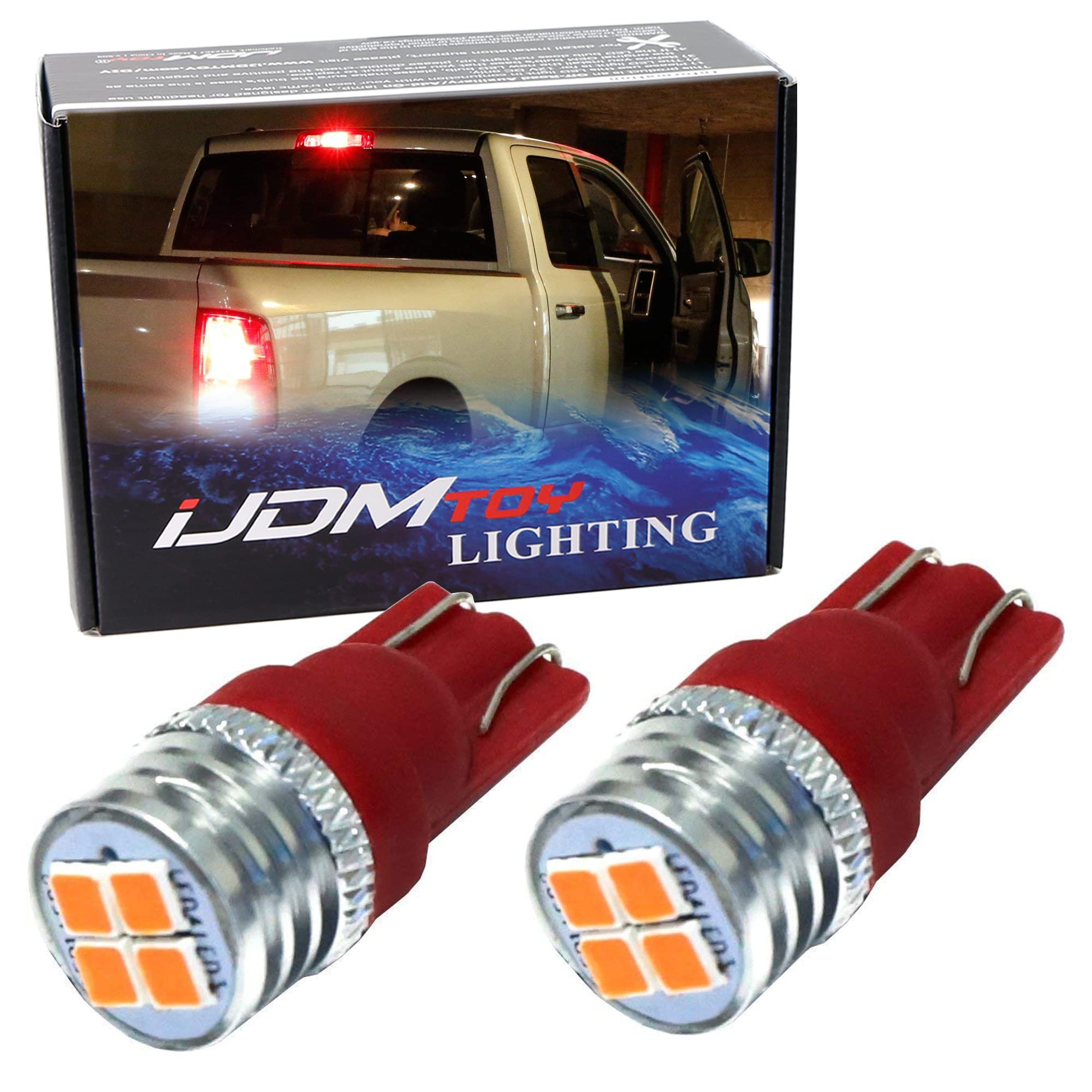 Brilliant Red 4-SMD High Power Super Bright Replacement Bulbs Compatible With Truck Bed/Cargo High Mount Third Brake Light