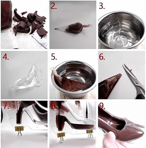 Miniatura 7 de KALAIEN Zapatos de tacón alto Chocolate Candy Molde Bundle Moldeo 3D Moldes de pastel de fondant Tamaño grande